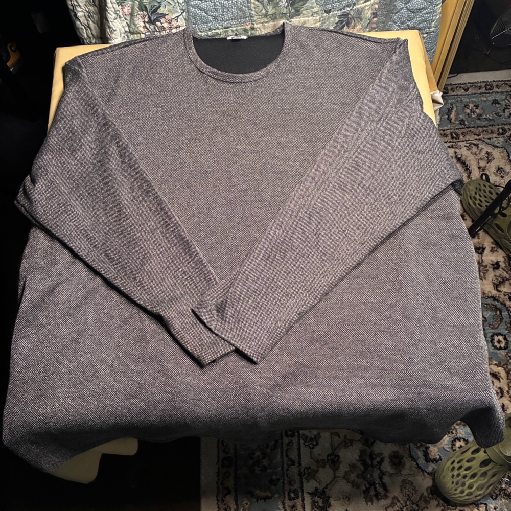 One Bone Bullet Shirt Mens Size 6 Gray Long Sleeve Wrinkle Free Waffle Tee